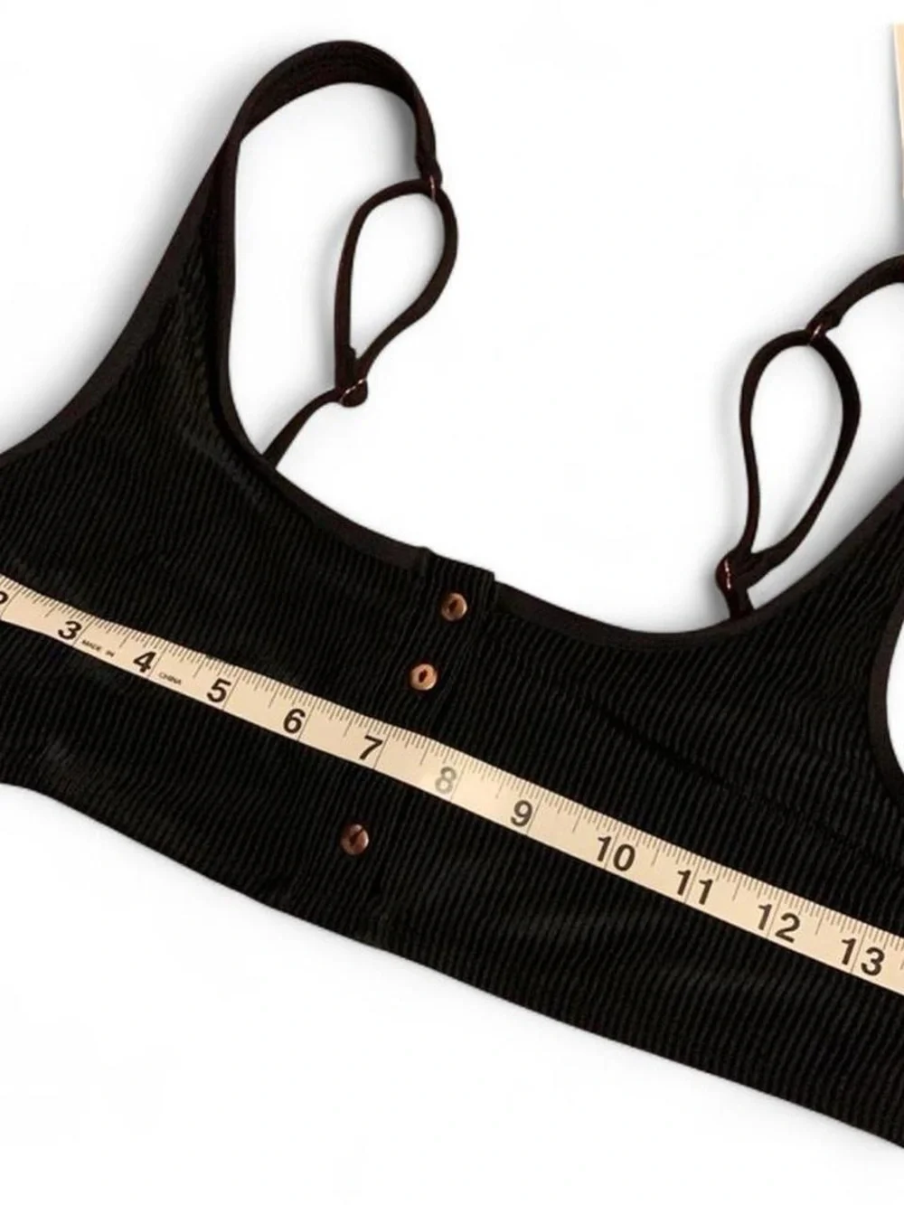 Frankie's Bikinis Black Ribbed Button-Front Bikini Set